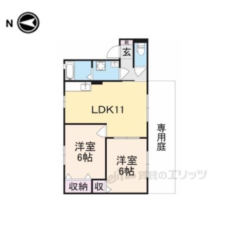 クレールさほ(2LDK/1階)の間取り写真