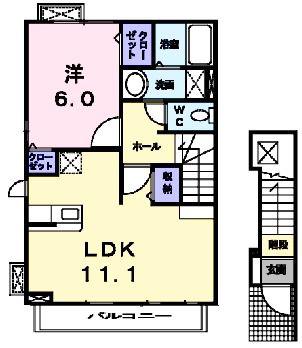 サンパティーク・ヴィラ(1LDK/2階)の間取り写真