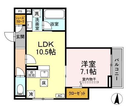エミナール東成瀬(1LDK/3階)の間取り写真