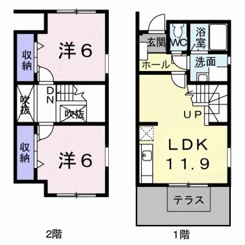 エスポワールIII(2LDK/1階)の間取り写真
