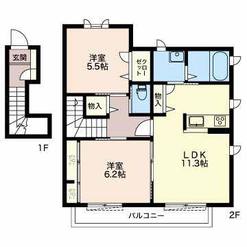 クレメントハイムII(2LDK/2階)の間取り写真