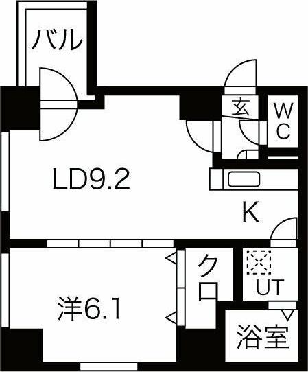 円山シャトー桂和坂下(1LDK/4階)の間取り写真