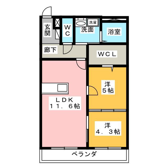 ザ・フィールズ坂本II(2LDK/1階)の間取り写真
