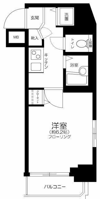 菱和パレス高輪タワー(1K/6階)の間取り写真