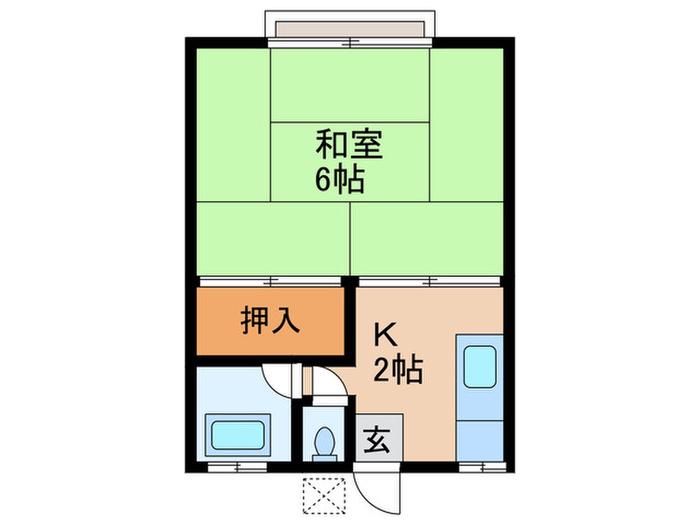 コーポツネヨシ(1K/2階)の間取り写真