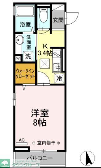 ヴィクトワール(1K/1階)の間取り写真