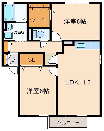 CHERIEII(2LDK/1階)の間取り写真