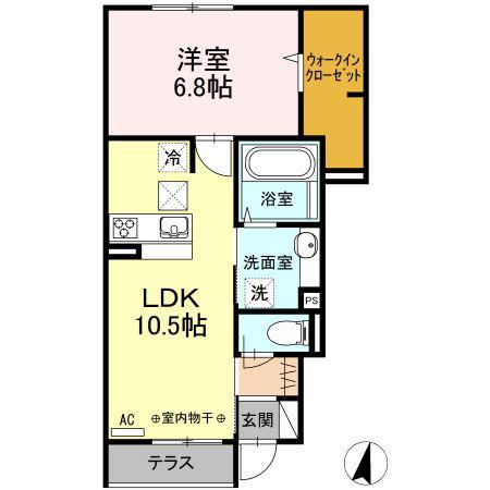 カーサヴェルデ(1LDK/1階)の間取り写真