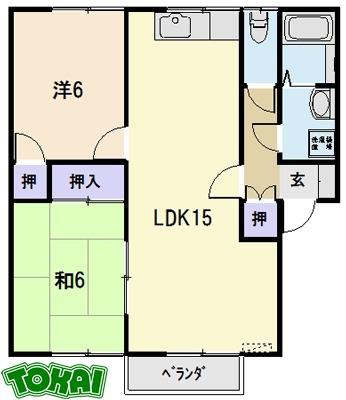 ローズガーデン(2LDK/1階)の間取り写真