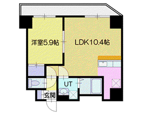 フェリオ新札幌(1LDK/8階)の間取り写真