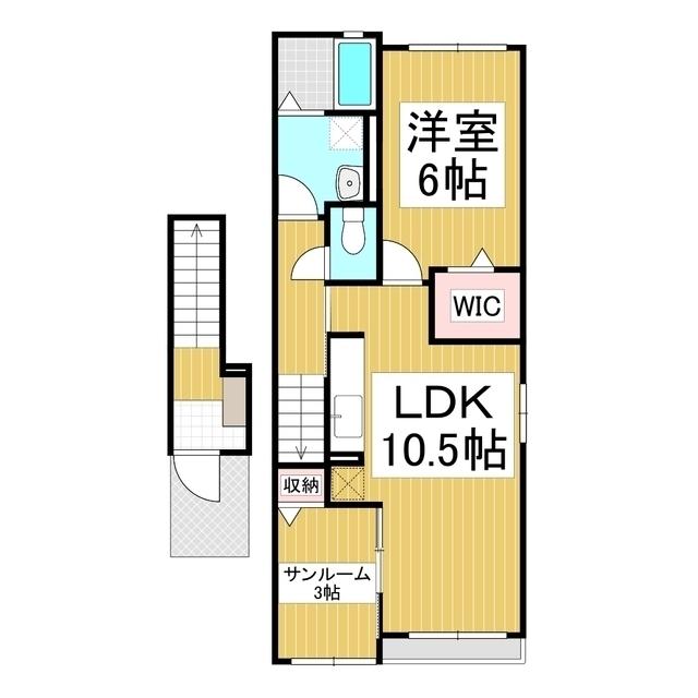 JR篠ノ井線 安茂里駅 徒歩18分 2階建 新築(1LDK/2階)の間取り写真