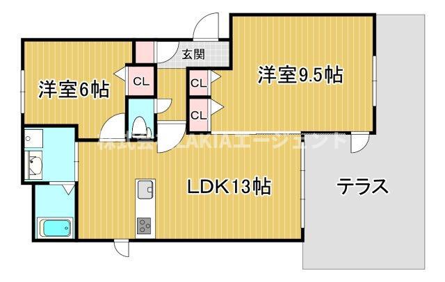 シャーメゾン エスパス ウルー(2LDK/1階)の間取り写真