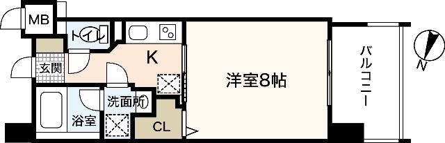 LATOUR出汐(1K/9階)の間取り写真