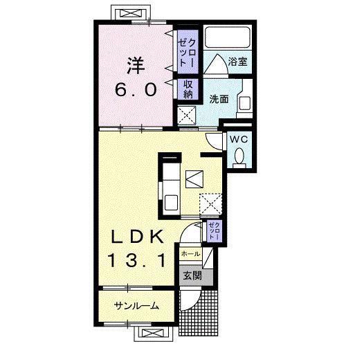 ウインベル N2(1LDK/1階)の間取り写真