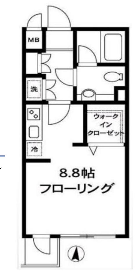 ルート四谷三丁目(1K/3階)の間取り写真