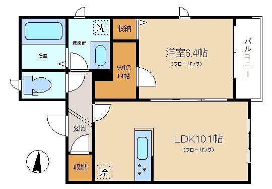 ベイリーフ代々木(1LDK/3階)の間取り写真