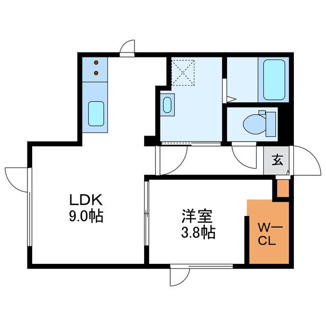 北40条西6丁目(1LDK/1階)の間取り写真