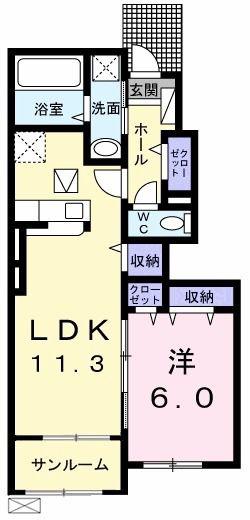 ヴィラ フミ(1LDK/1階)の間取り写真