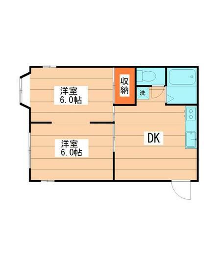 ルナメゾン湖北(2DK/1階)の間取り写真