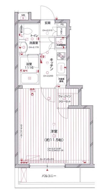 パレステュディオ中目黒(1K/4階)の間取り写真