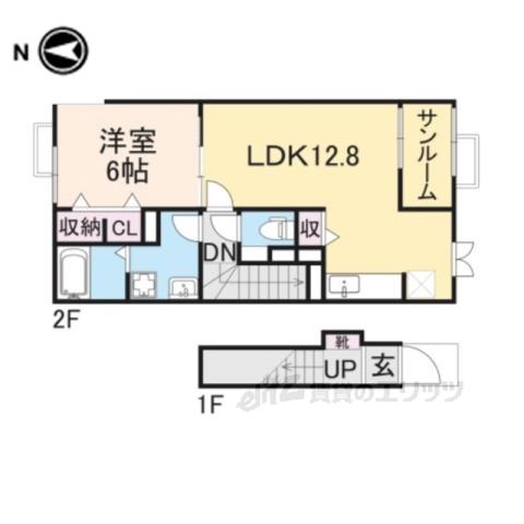 サンリットタウン日高2(1LDK/2階)の間取り写真