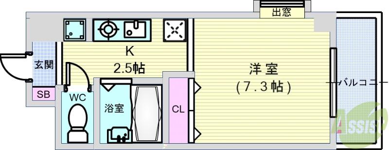 エミーナヒルズ(1K/3階)の間取り写真