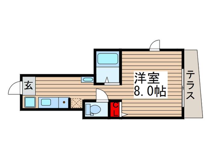 ヒルズ六実(ワンルーム/1階)の間取り写真