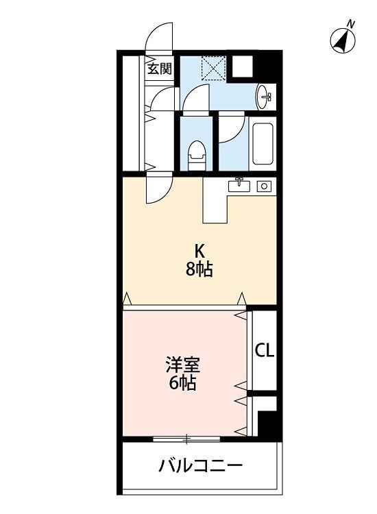 宮之阪ウェーブ(1DK/6階)の間取り写真