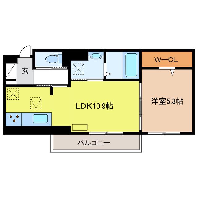AFFINER(1LDK/1階)の間取り写真