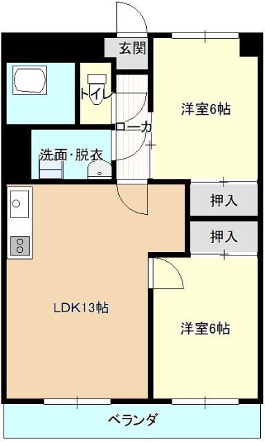 サングリーンハイツ(2LDK/2階)の間取り写真