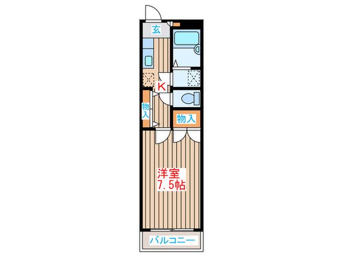 エスポアール新弓ノ町(1K/2階)の間取り写真