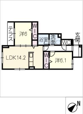 クレストリア(2LDK/1階)の間取り写真