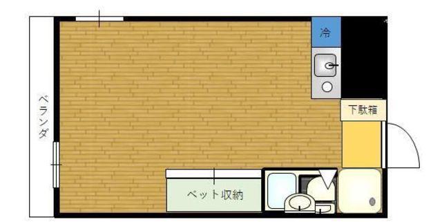 リーフビル(ワンルーム/4階)の間取り写真