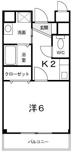 ウナ・カーサ(1K/1階)の間取り写真