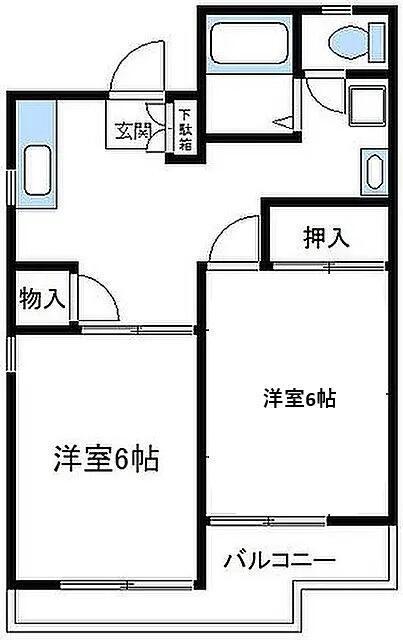 クロノス元橋本イースト(2DK/3階)の間取り写真