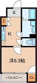 メルディア川口西青木(1K/3階)の間取り写真