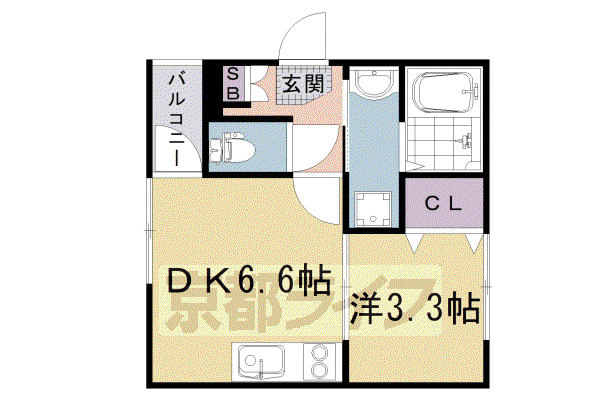 マロンテラス(1DK/3階)の間取り写真