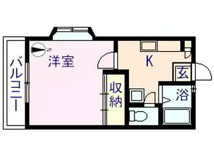 リーフサイドビレッジB棟(1K/2階)の間取り写真