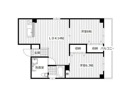 ボイスビル6(2LDK/5階)の間取り写真