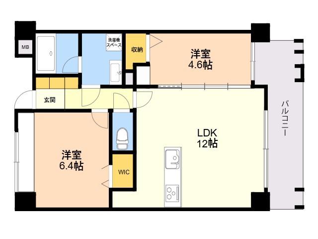 ラフィーネ鳥飼(2LDK/2階)の間取り写真