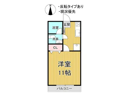 コーポモトイ(1K/2階)の間取り写真