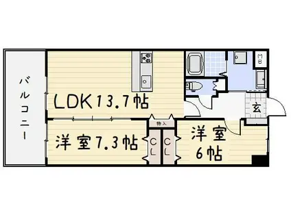 サンシャイン真鶴リバーサイド(2LDK/7階)の間取り写真