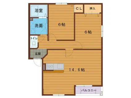 ヴィラ・ウエスト南館(2LDK/1階)の間取り写真