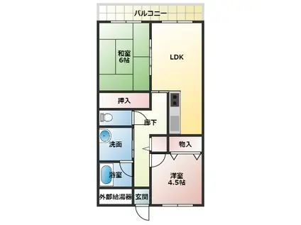 クレスト本町(2LDK/2階)の間取り写真