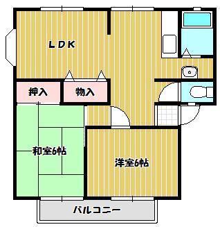 サンビレッジ白金B棟(2LDK/1階)の間取り写真