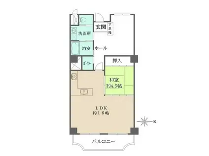 ローズハイツ芦屋(1LDK/7階)の間取り写真