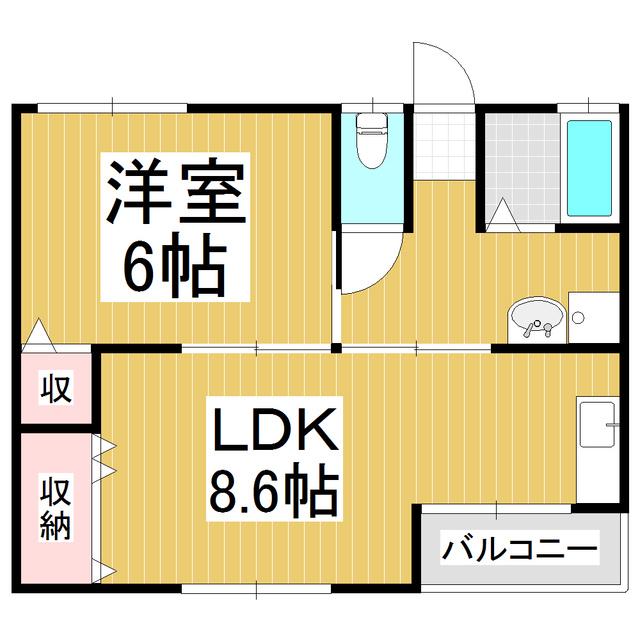 ニュー穂高荘(1LDK/2階)の間取り写真