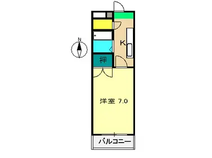ワンパースンハイツ(1K/2階)の間取り写真