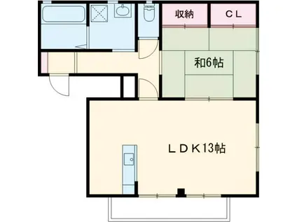 コーポ常陽(1LDK/1階)の間取り写真