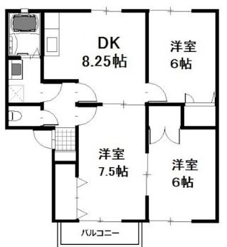 パークサイドハイツ(3DK/2階)の間取り写真